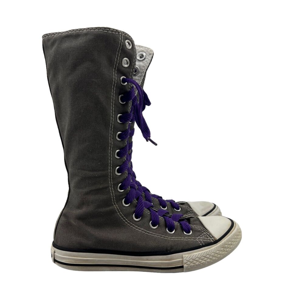 Converse Super High Top Sneakers Juniors 1 Gray Chuck Taylor All Star Calf Knee